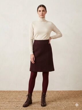 Skirt 100% Wool - Vintage Tristan & Iseut Skirt - Dark eggplant